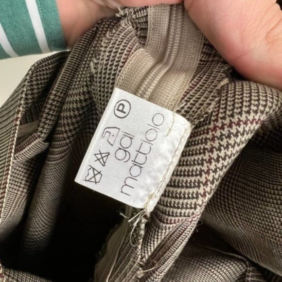 Gai Mattiolo Brown Plaid High Waited Wide Leg Trouser Pants Size IT 42 US 6 - Picture 8 of 8